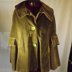 Vintage Green Corduroy Poncho